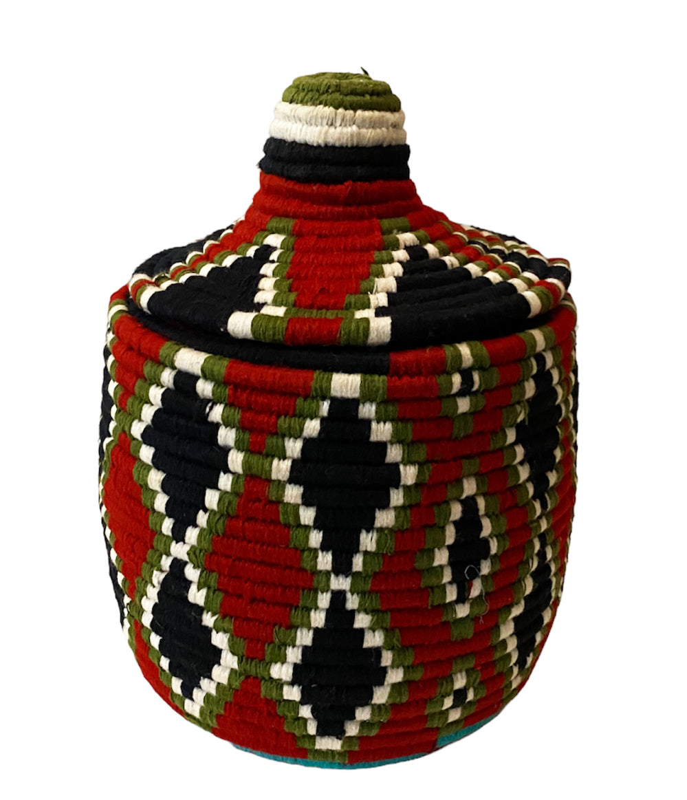 Colored Berber storage basket green-red