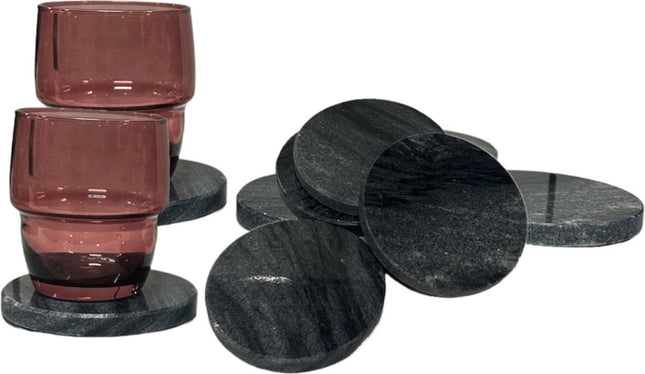 Ronde marmeren onderzetters voor glazen – set van 8, zwart, Ø 10 cm – foto 2