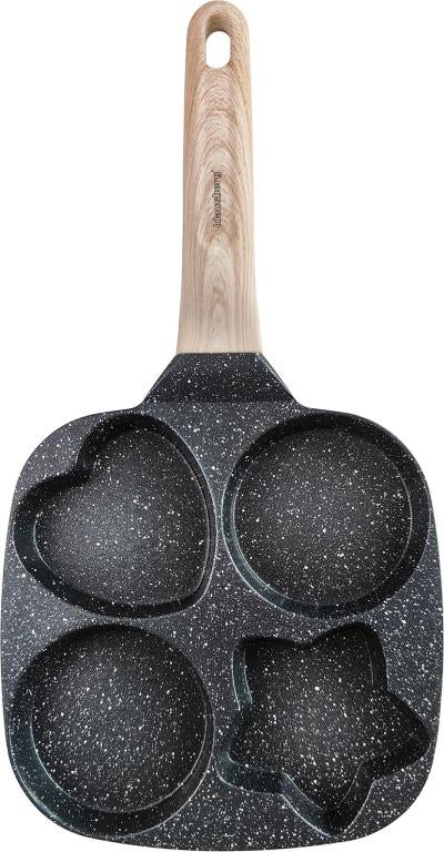 Klausberg KB7807 Marmeren Eier- en Pannenkoekenpan - 4 Secties - 19 x 19 cm