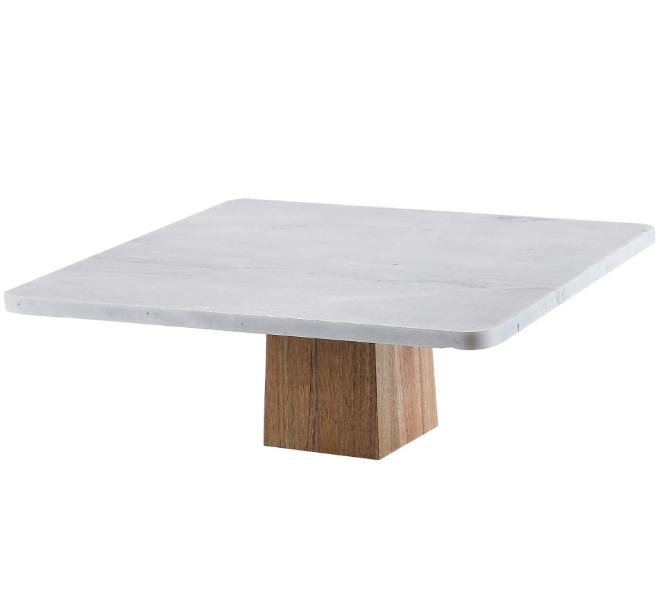 Marmeren taartplateau vierkant op houten voet – cake stand in 3 maten – foto 9