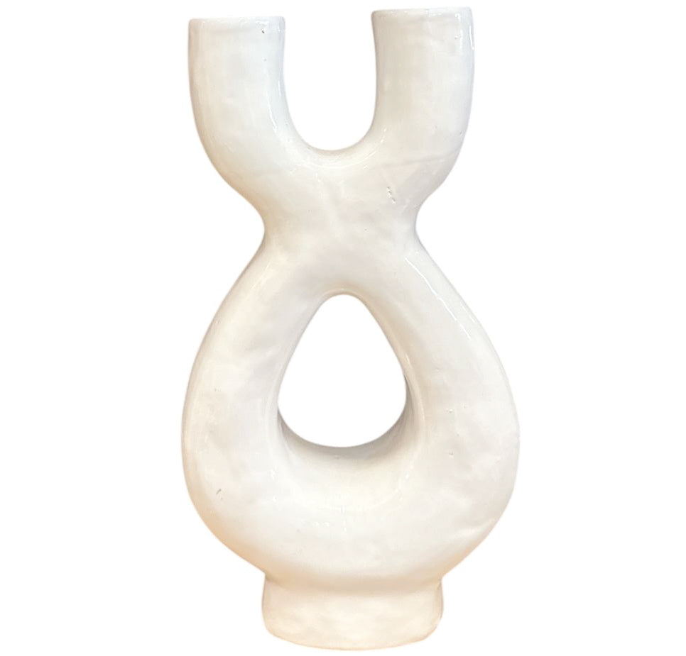 Keramik Skulpturvase Doppelt – 36 cm – Modernes Design in verschiedenen Farben