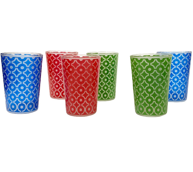 Marokkaanse theeglazen gekleurd – set van 6 glazen in verschillende kleuren