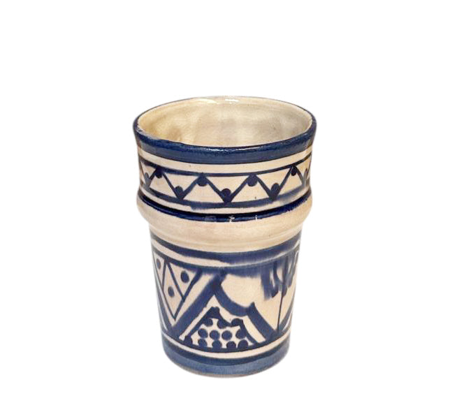 Moroccan Handmade Cup – Blue Earthenware – 10 cm high
