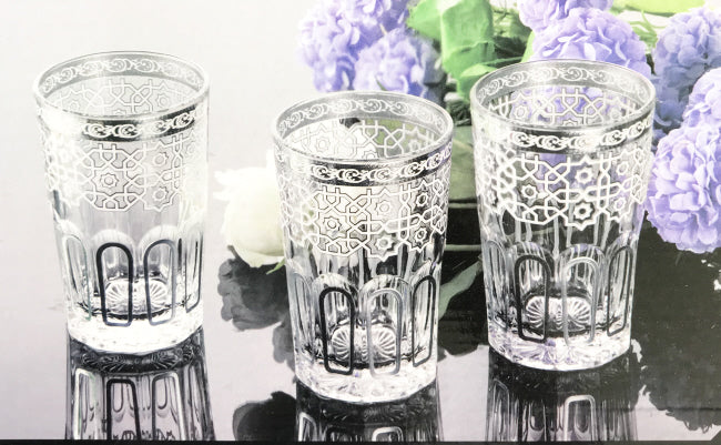 Marokkaanse theeglazen met zilveren details – set van 12