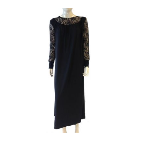 Abaya met kanten mouwen en ronde hals – one size, niet doorschijnend
