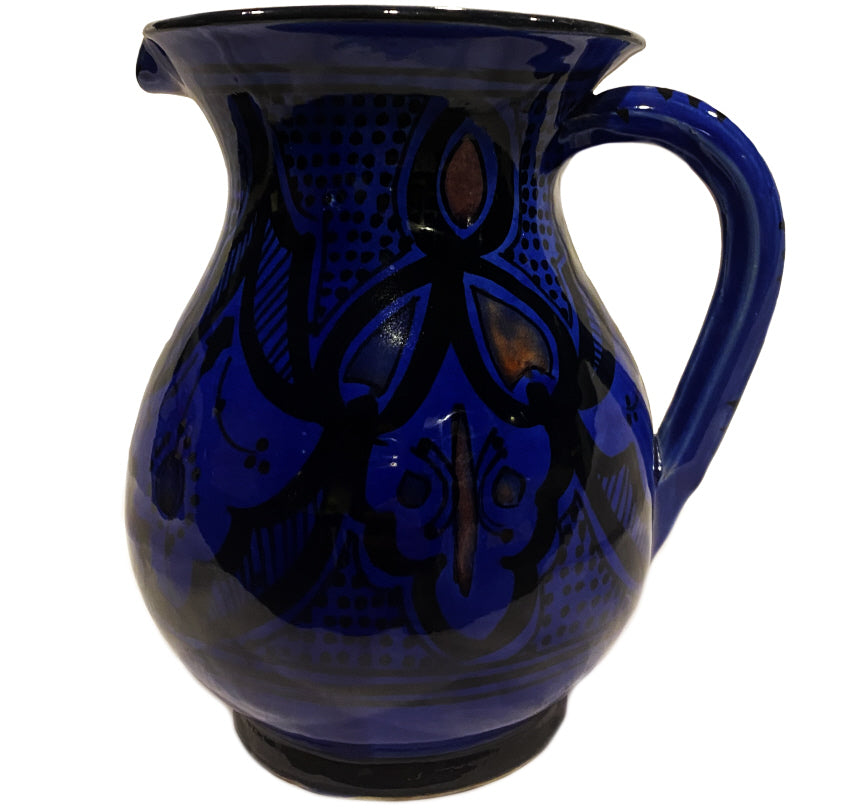 Dark blue earthenware water jug