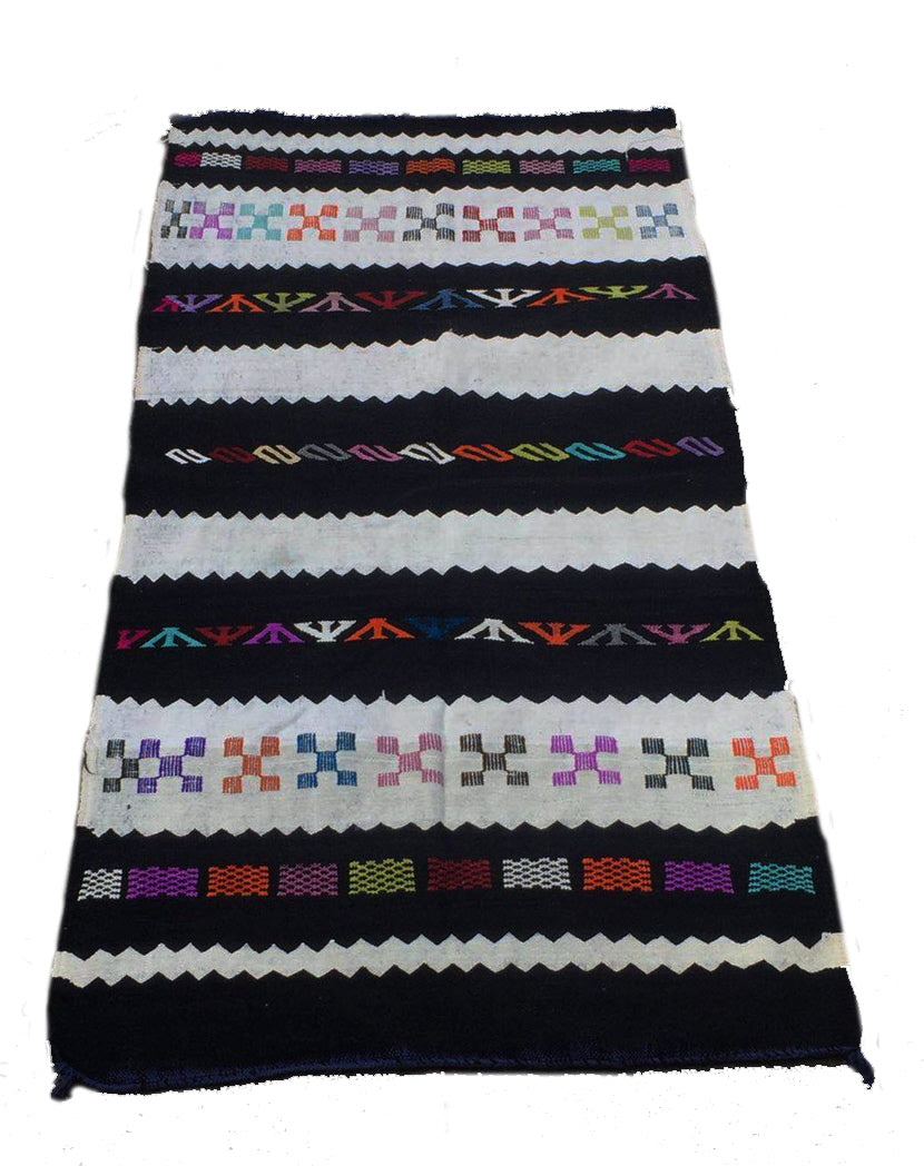 Kelim-Teppich schwarz / weiß 150 x 90 cm