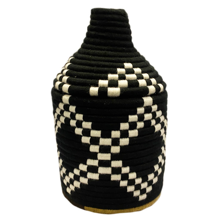 Panier berbère marocain avec couvercle – Jonc de mer fait main