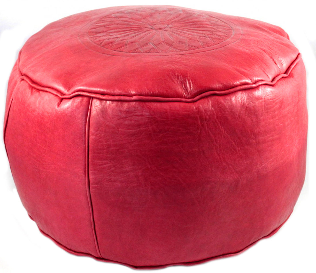 Pouf marocain rouge foncé Ø 50 cm