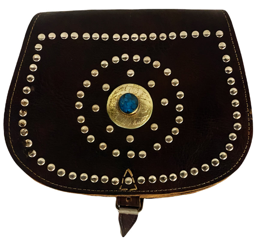 Moroccan leather bag with studs