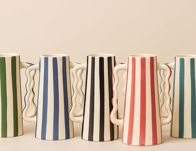 Handgefertigte Keramikvase mit Doppelgriff – 25 cm