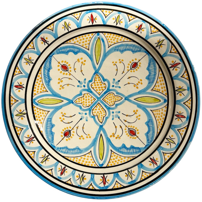Marokkaanse schaal van aardewerk met bloemenpatroon – blauw-wit, Ø 35 cm
