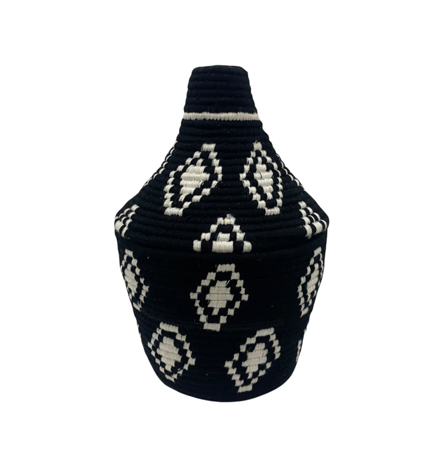 Panier berbère marocain avec couvercle – Jonc de mer fait main