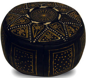 Marokkanischer Pouf Schwarz/Gold