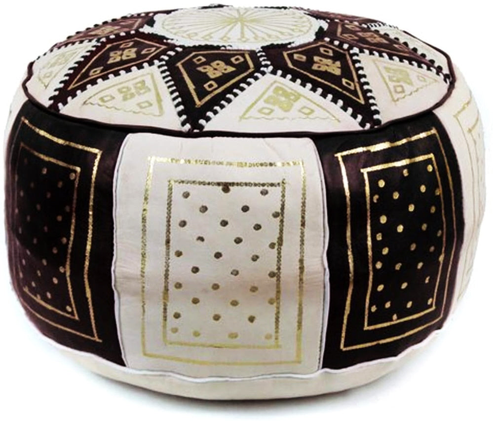 Black and white Moroccan pouf