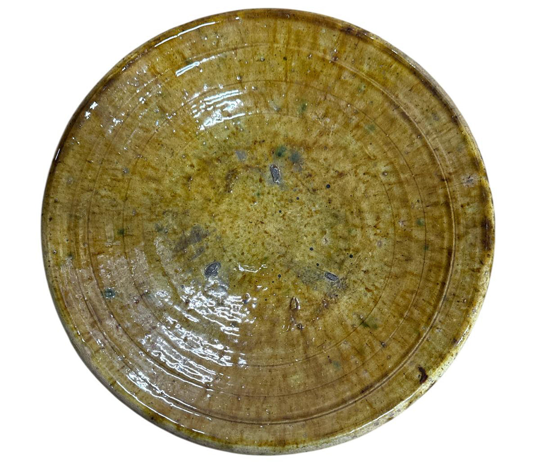 Senf- / Ockergelbe Tamegroute-Schale Flach / Teller – 23 cm
