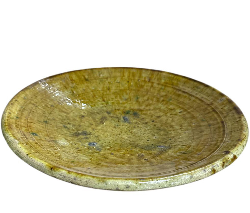 Senf- / Ockergelbe Tamegroute-Schale Flach / Teller – 23 cm