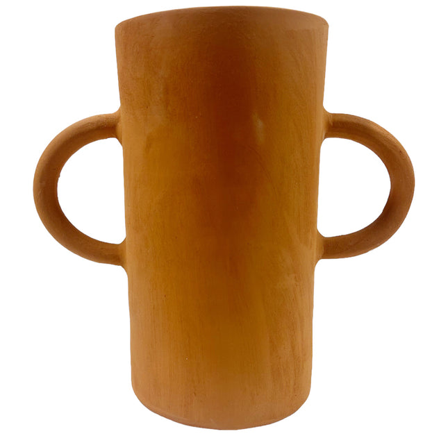 Marokkaanse terracotta vaas met oren – handgemaakt, 25 cm hoog