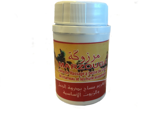 Marzouga massage cream  van kamelen& essentiële oliën