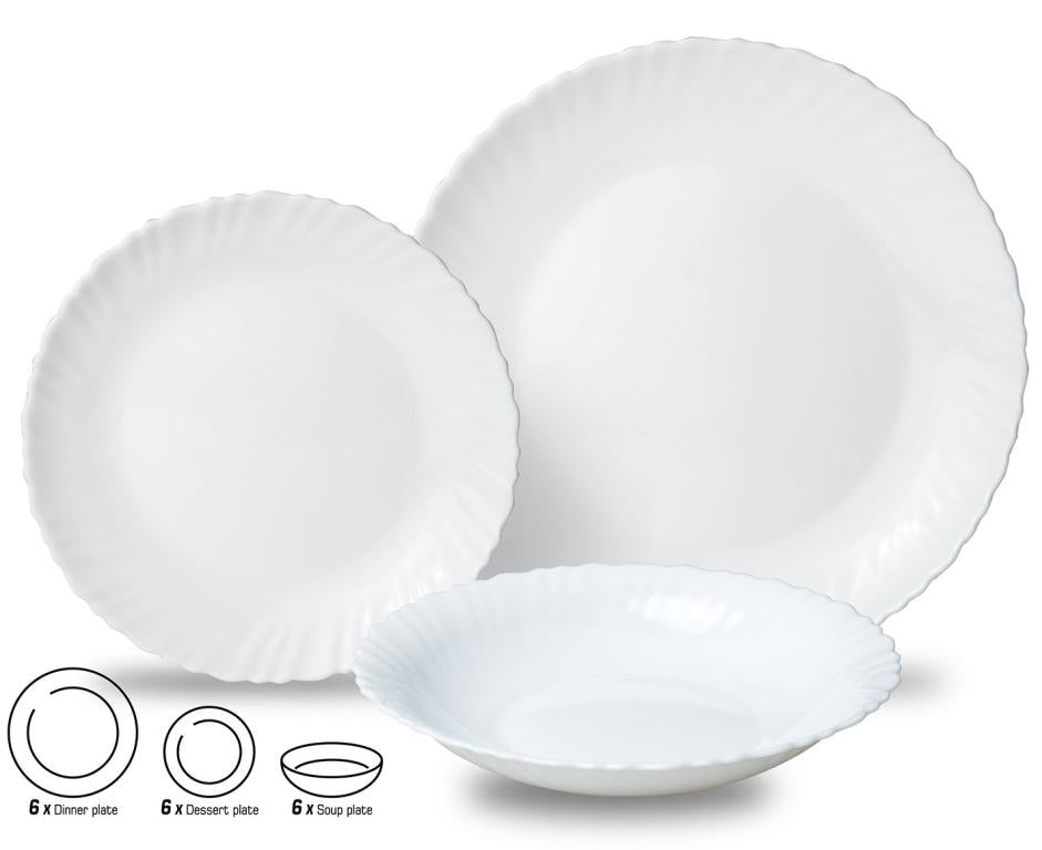 Kinghoff serviesset 18-delig voor 6 personen – wit opaalglas – foto 5