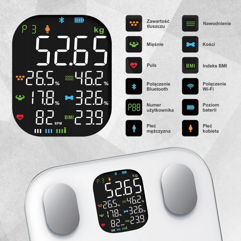 Klausberg slimme weegschaal met Bluetooth en lichaamsanalyse – zwart of wit – foto 14
