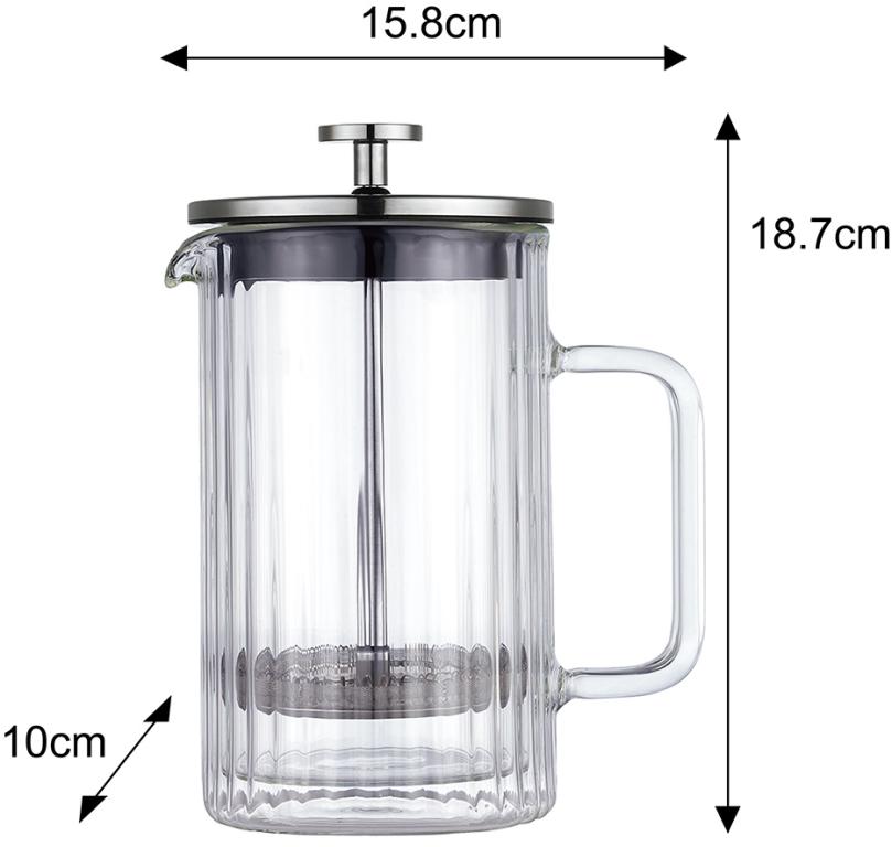 Klausberg KB7757 glazen cafetière – koffie- en theezetter met piston, 0,6 liter – foto 3
