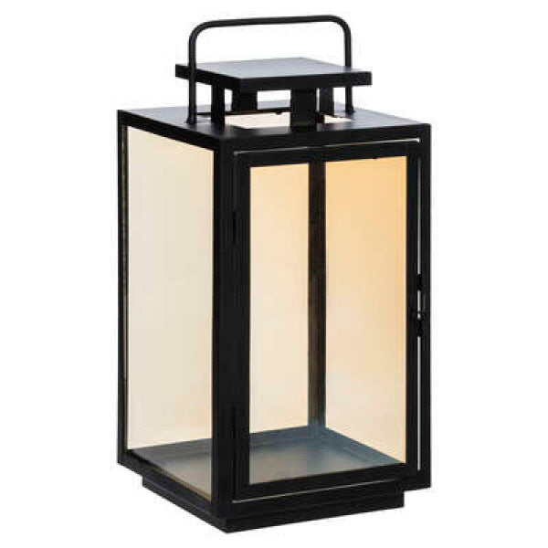 Lantaarn Amber van zwart metaal en glas – medium 38 cm, small 27,5 cm – foto 2