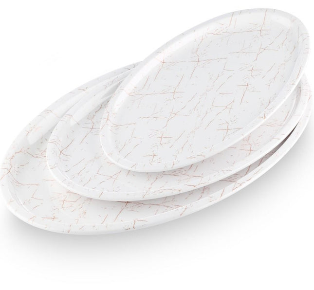 Melamine bord met marmer design – wit, rond, Ø 30 of 45 cm