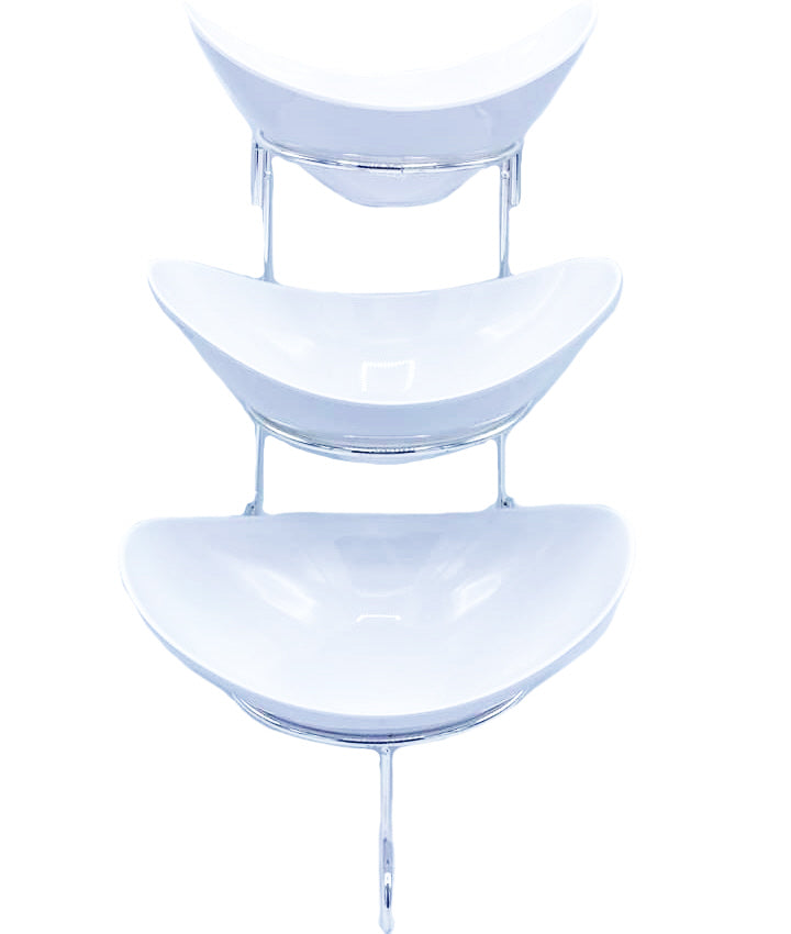 Buffet-Etagere mit 3 Melaminschalen - weiß