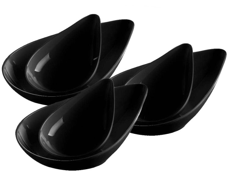 Melamine schaaltjes in druppelvorm – zwart, onbreekbaar, 2 maten