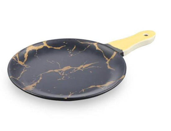 Melamin-Servierplatten Marmoroptik Schwarz-Gold