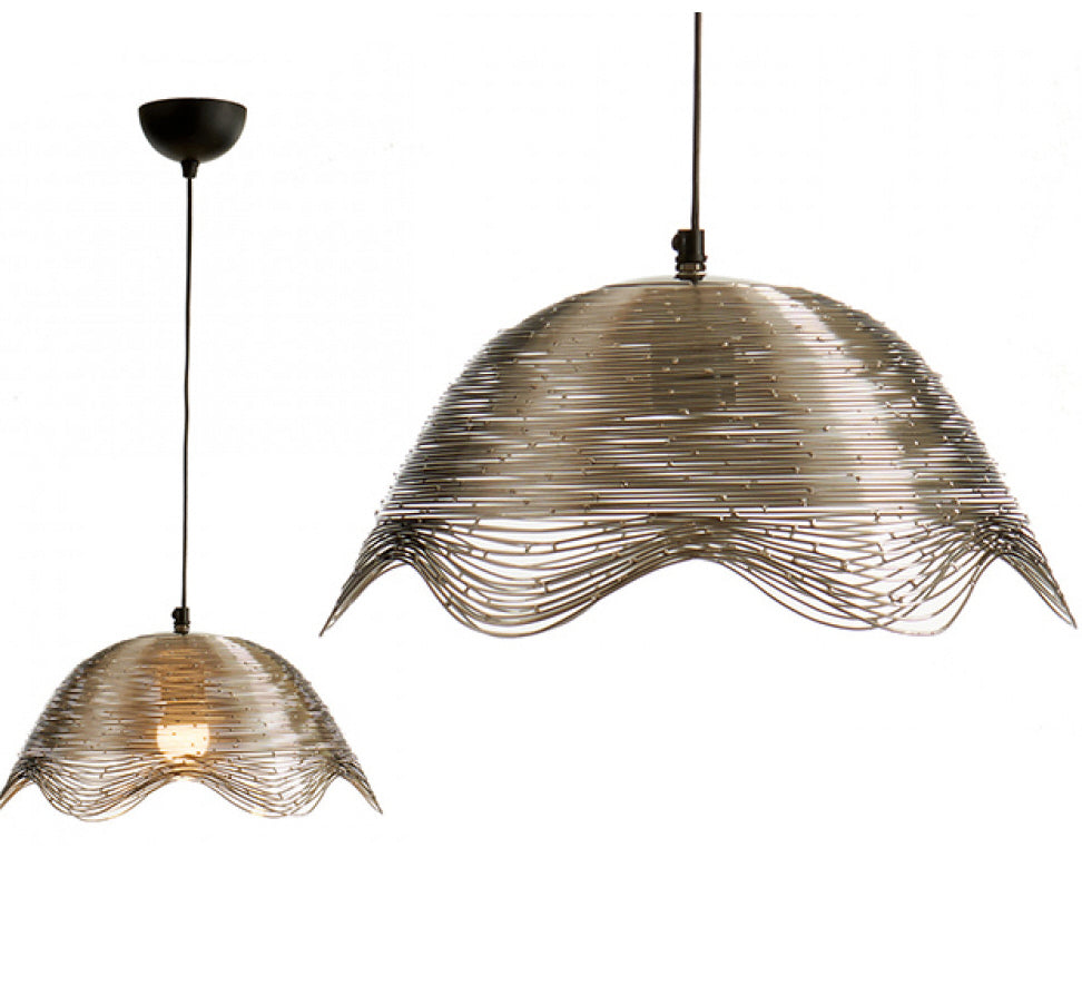 Wellenlampe aus Metall mit Nickel-Finish