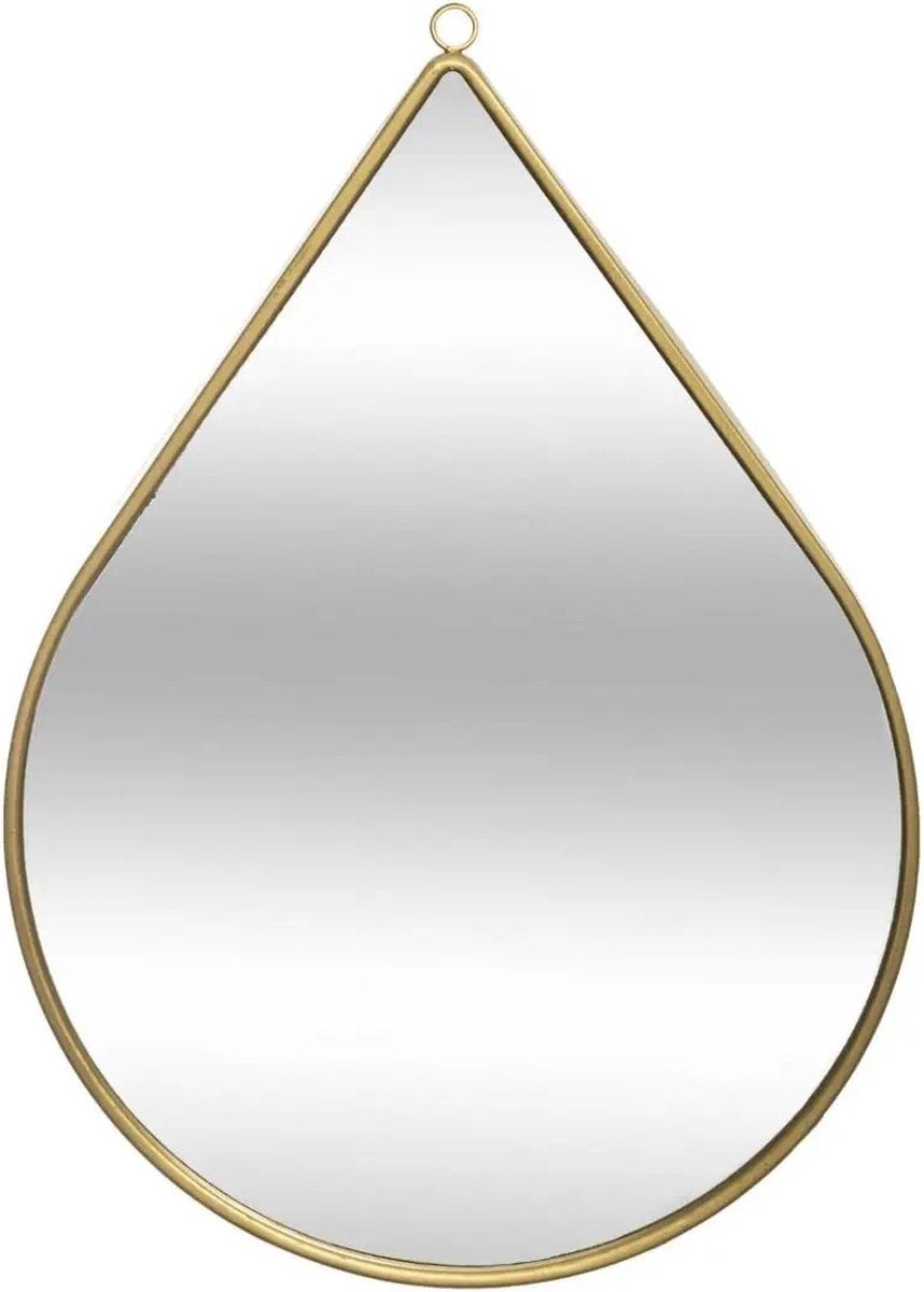 Gouden spiegel druppelvormig – met metalen rand, 21 x 29 cm