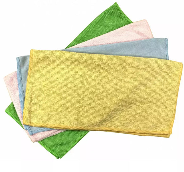 Kinghoff KH2115 Microfiber Cloth Set - 4-Piece Color-Coded Cloths (32 x 32 cm) for Furniture, Glass, Kitchen, and More