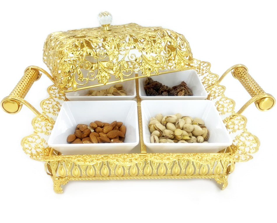 Gold-colored candy box nut bowl - bonbonnière