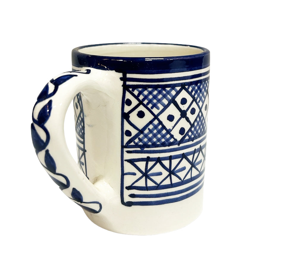 Marokkanische Keramiktasse blau - weiß