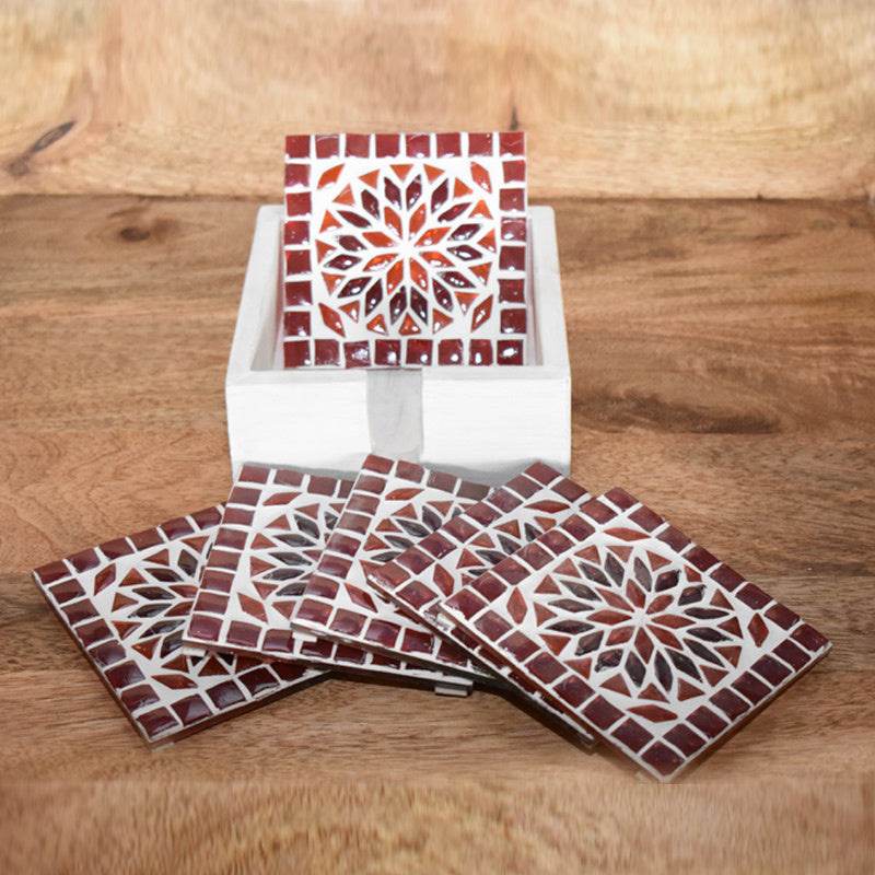 Mosaic coasters red / orange