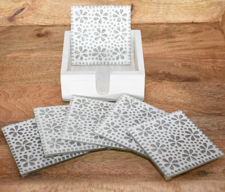 Mosaic coasters transparent flower