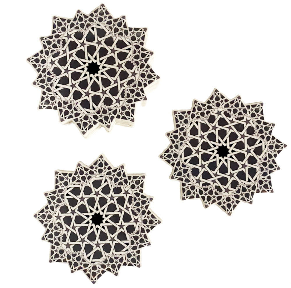 Dessous de verres marocains en céramique noir et blanc