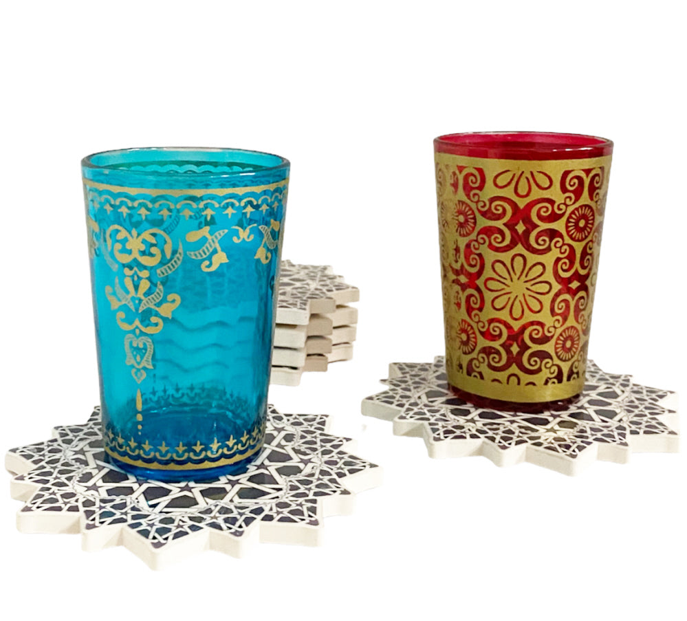 Dessous de verres marocains en céramique noir et blanc