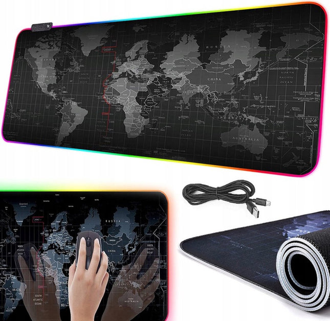 Verlichte XXL gaming muismat 80 x 30 cm – LED via USB, bestand tegen vocht