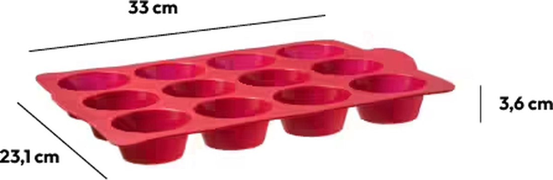 Silicone muffin pan 33 x 23.1 x 3.6 cm | 12 Cups