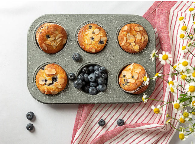 Muffinvorm voor 6 muffins 26,5 x 18 cm, antiaanbaklaag "graniet"