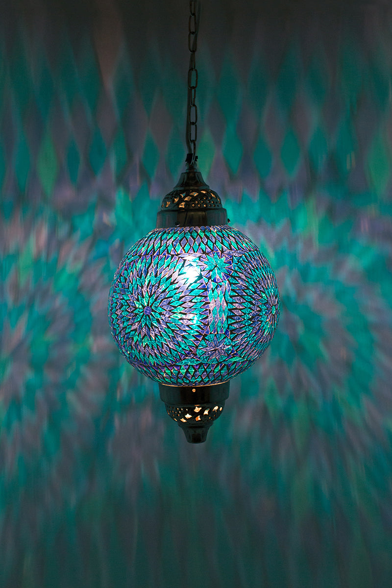 Oriental mosaic lamp blue