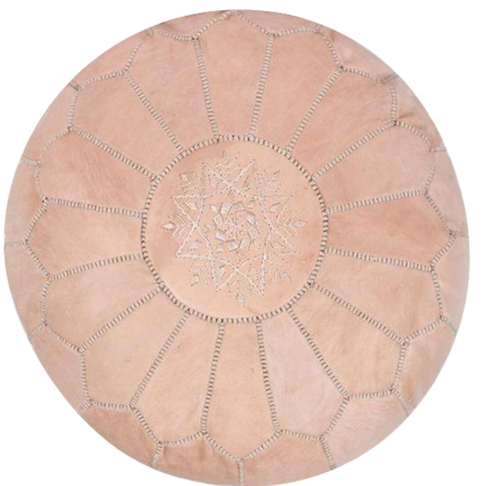 Pouf marocain en cuir naturel Naturel