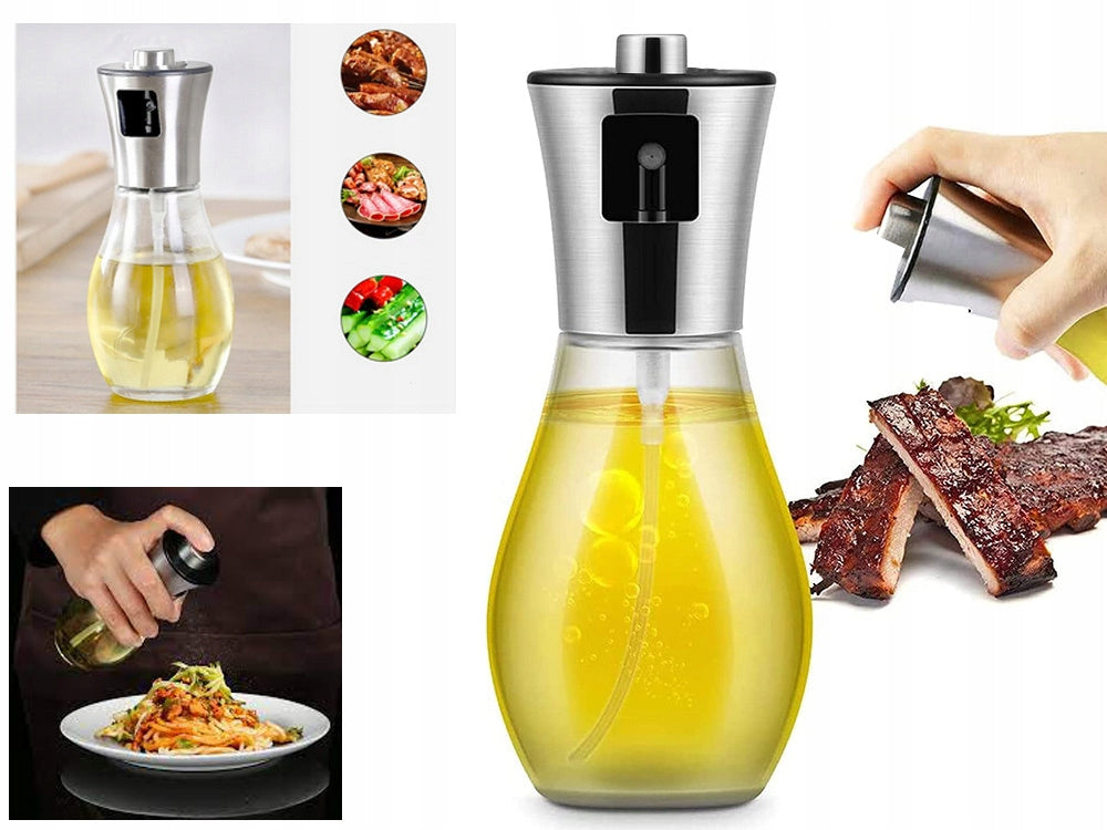 Set of 2 Olive Oil Sprayer - Oil Diffuser Oil Pump Baking Spray - Stainless Steel – Refillable 200 ml