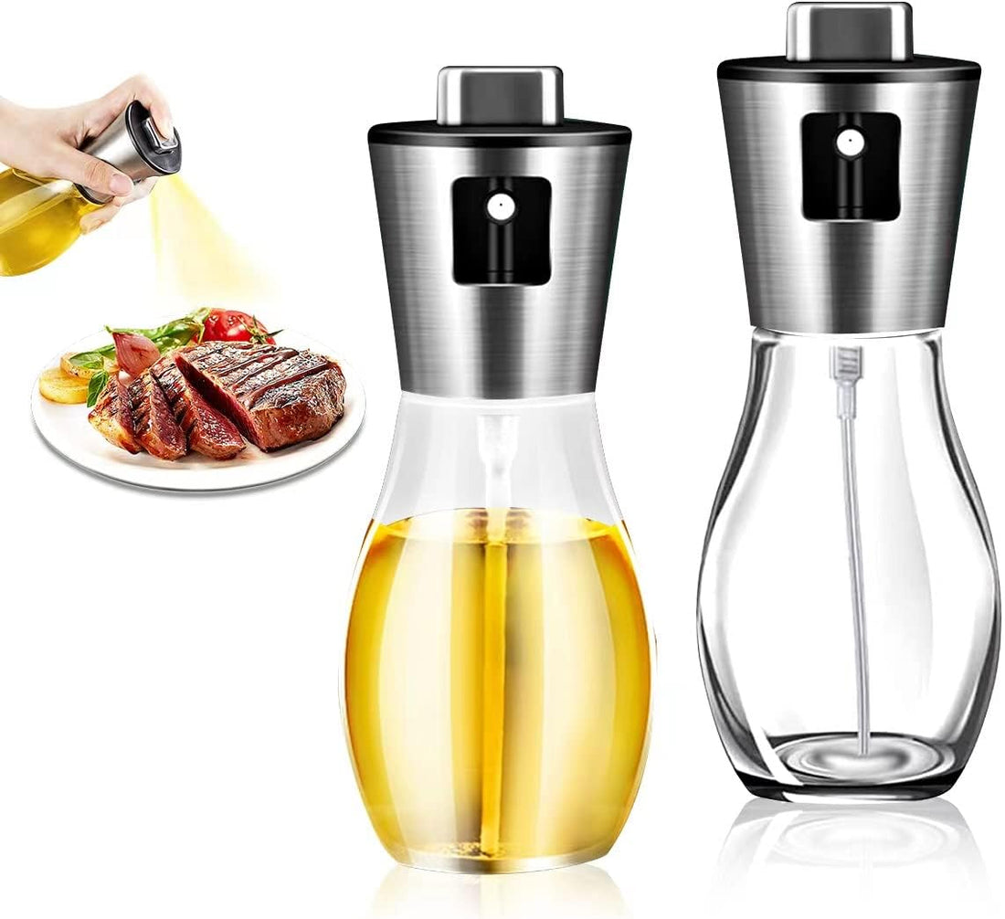 Set of 2 Olive Oil Sprayer - Oil Diffuser Oil Pump Baking Spray - Stainless Steel – Refillable 200 ml