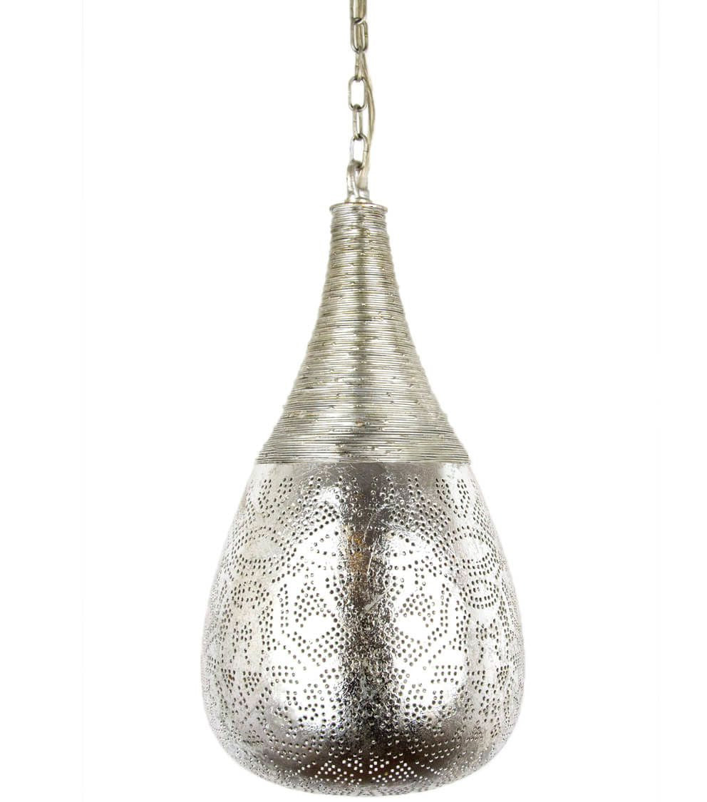 Oosterse filigrain hanglamp druppel met draad – vintage zilver, Ø 21 cm – foto 4