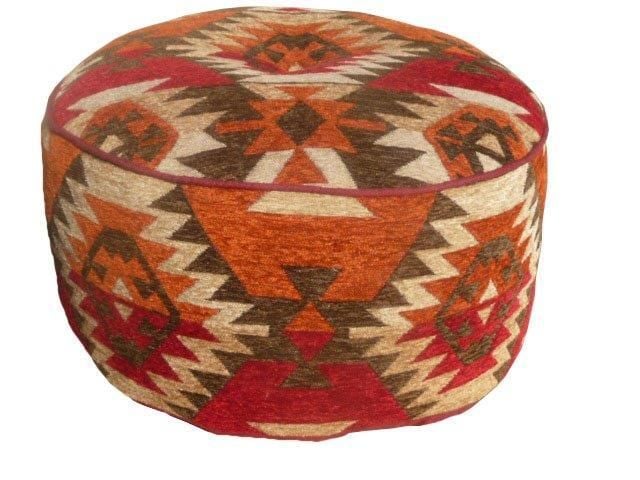 Oosterse poef rond kelim design red -   Ø 50 cm - 25 cm.