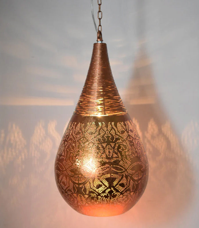 Oosterse filigrain design hanglamp druppel & draad Vintage koper